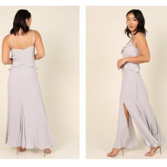 Lovestitch X Petal & Pup | NEW Tanya Beaded Maxi Dress in Grey Size L - Picture 3 of 12